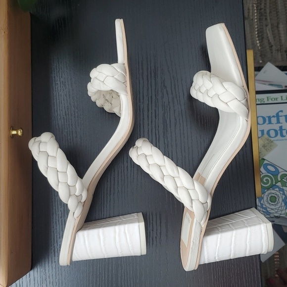 DV Dolce Vita Tessa Braided Double Strap Sandals Heels in Ivory - Women's 9 US - Picture 10 of 12